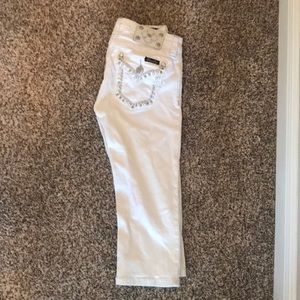 Girls White Denim MISS ME Capri